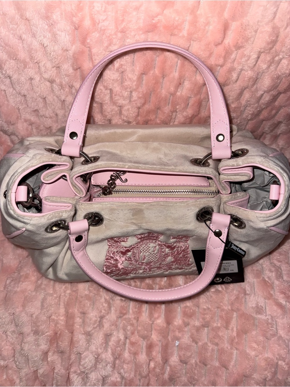 Juicy Couture UK Twig Dog Dumpling / Hobo - Pink and Beige - NWT ! - Picture 4 of 15